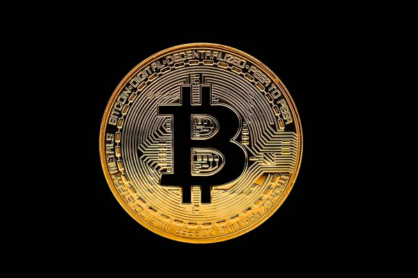 Bitcoin para siyah üzerine izole
