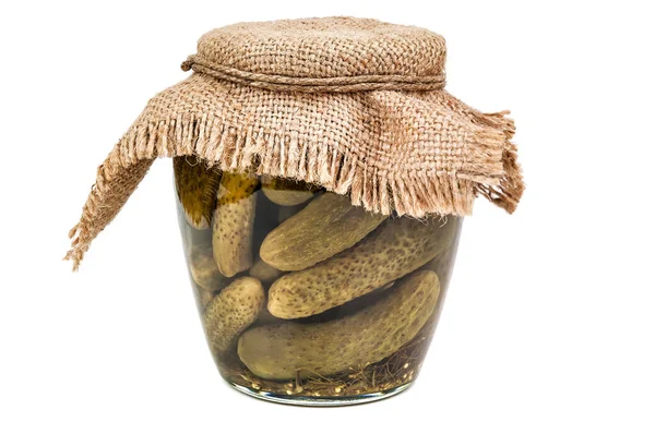 Delicious Pickles Jar Isolated White — Stock Photo, Image