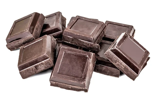 Montón Chocolate Delicioso Oscuro Aislado Blanco — Foto de Stock