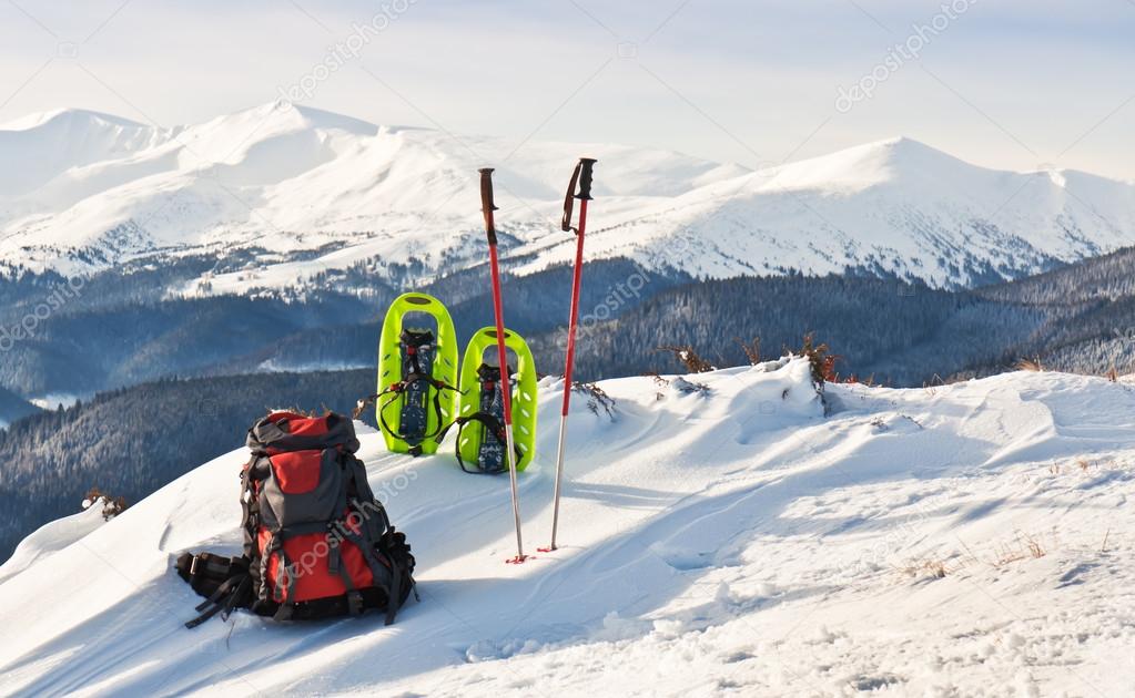 backpack and snowshoe