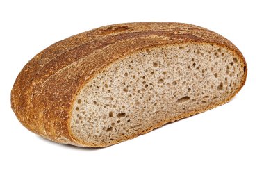 Beyaz arka planda izole edilmiş taze, çıtır çıtır ekmek.