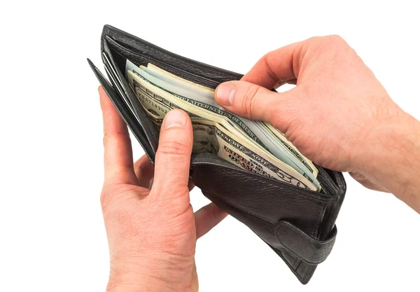 Money in black wallet — Stock Photo, Image