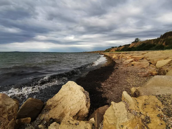 Темні Штормові Хмари Над Азовським Морем Таман Краснодарська Територія Росія — стокове фото