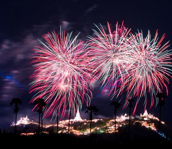 Prachtig vuurwerk 's nachts — Stockfoto