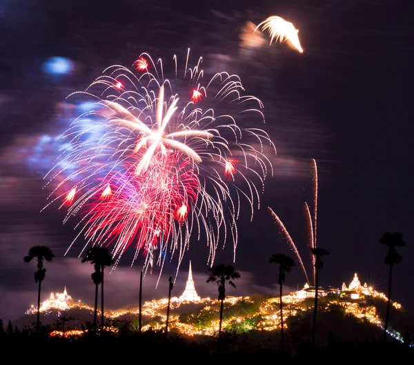 Schönes Feuerwerk in der Nacht — Stockfoto