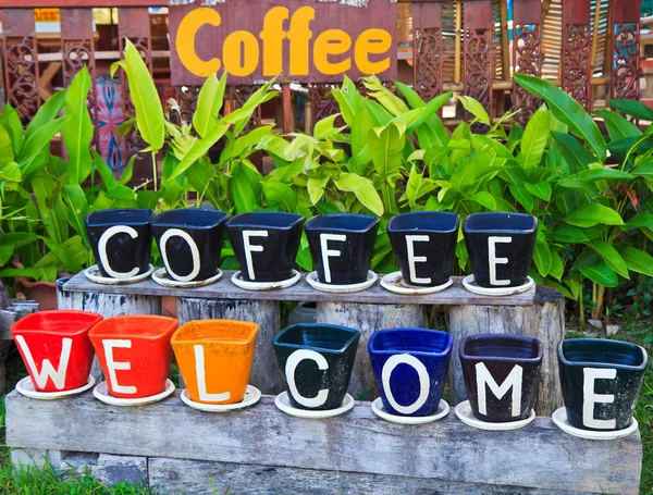 Välkommen till kaffe bokstäver — Stockfoto