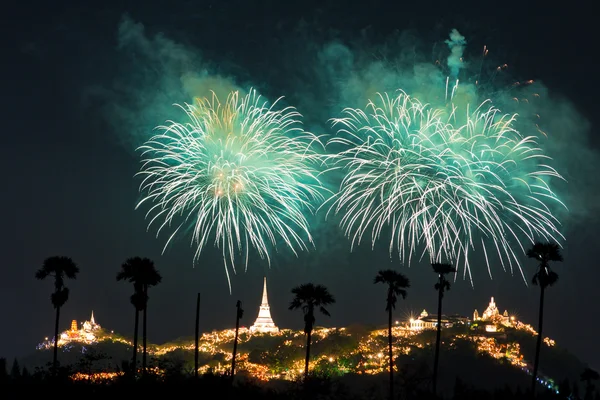 Beautiful fireworks in Phetchaburi Province — Stock Photo, Image