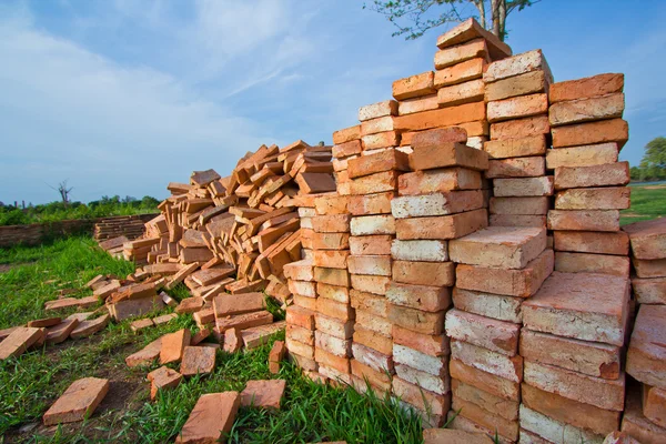 Pile of red bricks — Stock Photo, Image