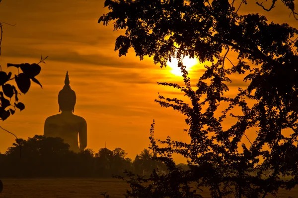 Big Buddhastatyn i solnedgången — Stockfoto