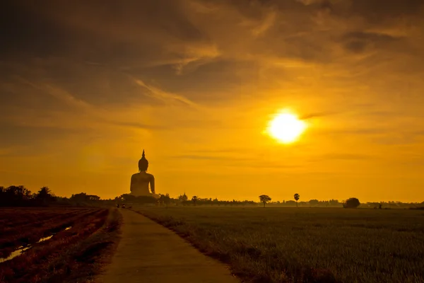 Big Buddhastatyn i solnedgången — Stockfoto