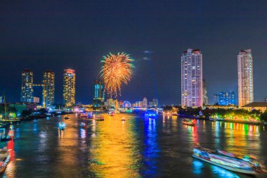 Cityscape fireworks Bangkok  