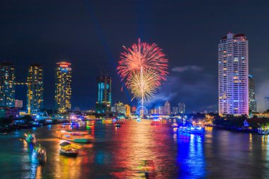 Cityscape fireworks Bangkok  