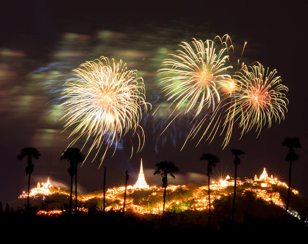 Prachtig vuurwerk 's nachts — Stockfoto