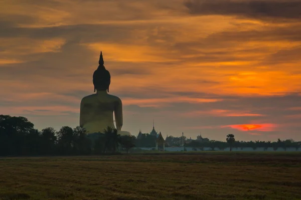 Socha Buddhy v západu slunce — Stock fotografie