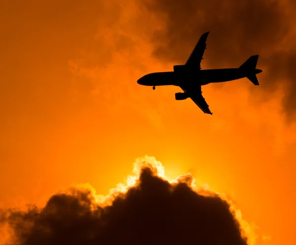 Aircraft on Sunset background — Stock Photo, Image