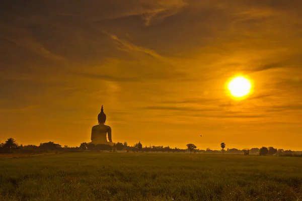 Boeddha standbeeld in zonsondergang — Stockfoto