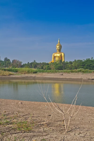 Golden Buddha statue at Wat Muang — Stock Photo, Image