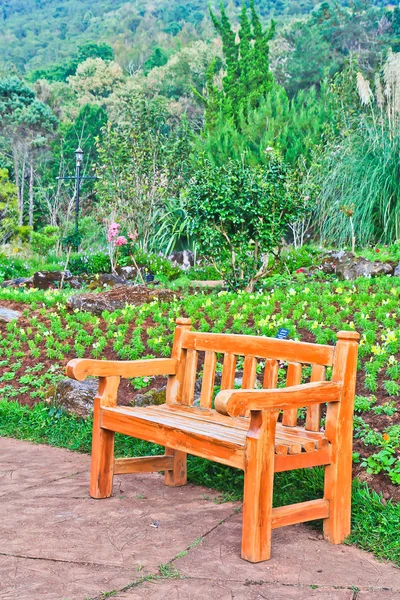 Relax bench in garden — Stock Photo, Image