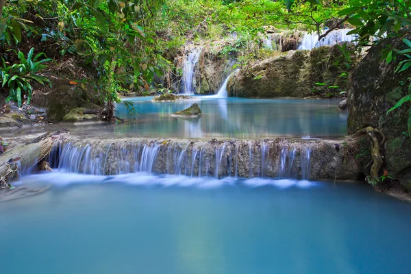 Waterfall and blue stream in forest Kanjanaburi — Stock Photo, Image