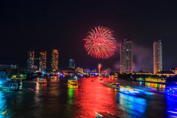 Fuochi d'artificio Cityscape a Bangkok — Foto Stock