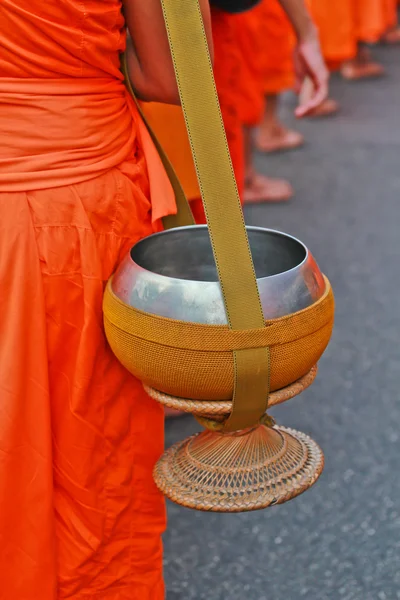 Buddhist monks in orange clothes — Stock Photo, Image