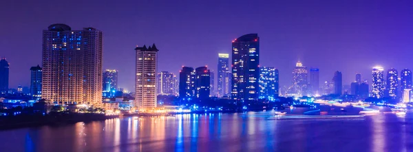 Bangkok stad 's nachts tijd — Stockfoto