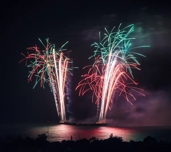 Beautiful colorful holiday fireworks — Stock Photo, Image