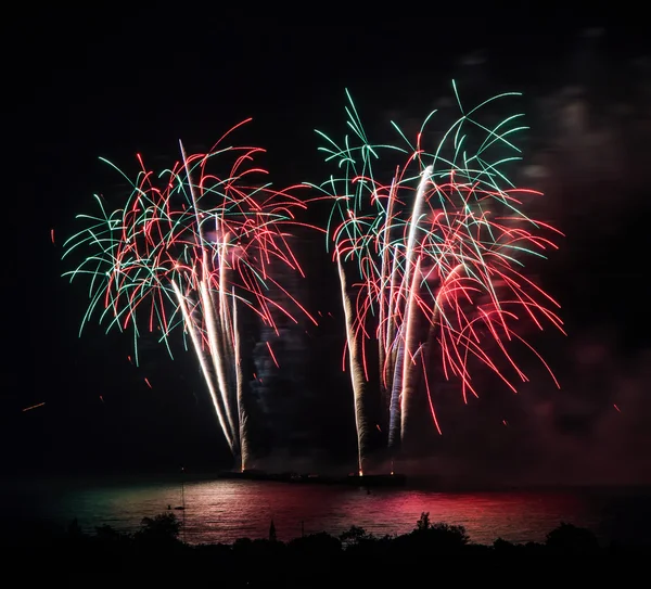 Beautiful colorful holiday fireworks — Stock Photo, Image