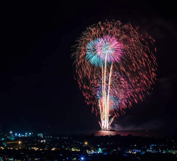 Beautiful colorful holiday fireworks — Stock Photo, Image