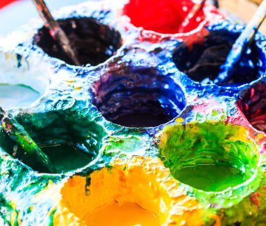 Eski boya sanatçı Boya fırçaları boyalar ve fırçalar