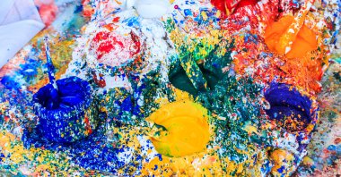 Eski boya sanatçı Boya fırçaları boyalar ve fırçalar