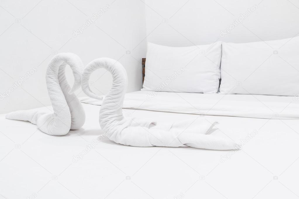 Swans made from towels