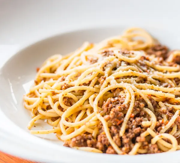 Spaghetti in pork sauce — Stock Photo, Image