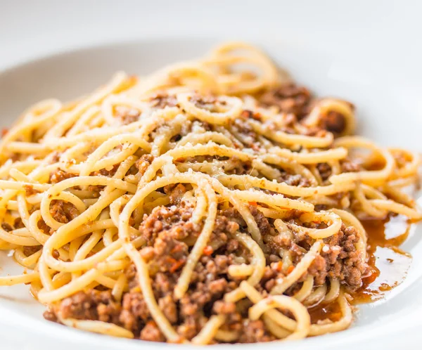 Spaghetti in pork sauce — Stock Photo, Image