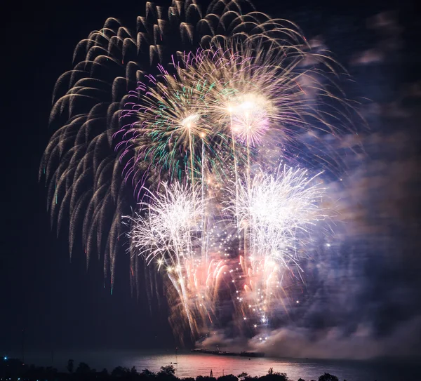 Beautiful colorful holiday fireworks — Stock Photo, Image