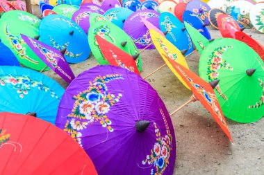 Paper umbrellas in  Thailand clipart