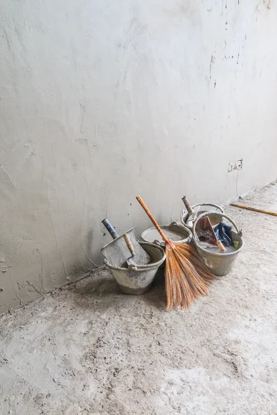 Staveniště a cement mixer — Stock fotografie