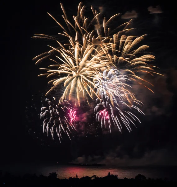 Beautiful colorful holiday fireworks — Stock Photo, Image