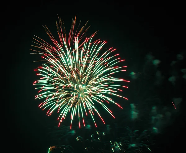 Hermosos fuegos artificiales de vacaciones coloridos —  Fotos de Stock