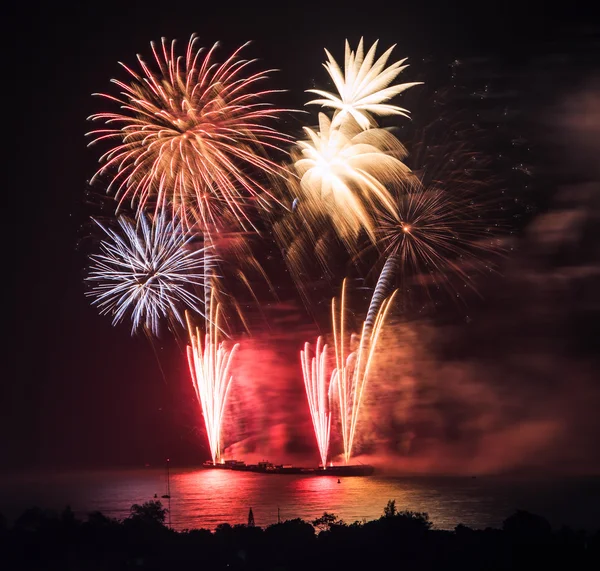 Beautiful colorful holiday fireworks — Stock Photo, Image