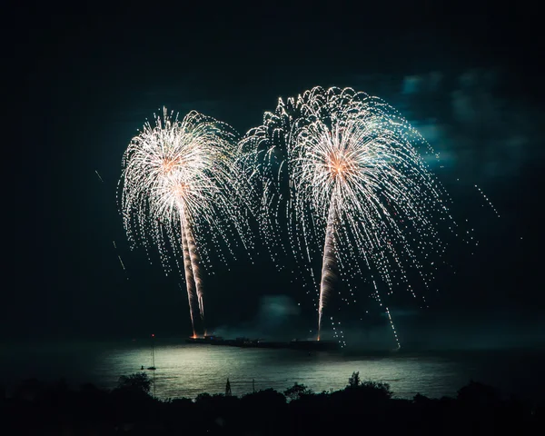 Beautiful colorful holiday fireworks — Stock Photo, Image