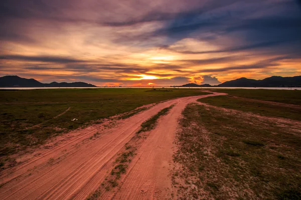 Beautiful Sunset over road — Stock Photo, Image