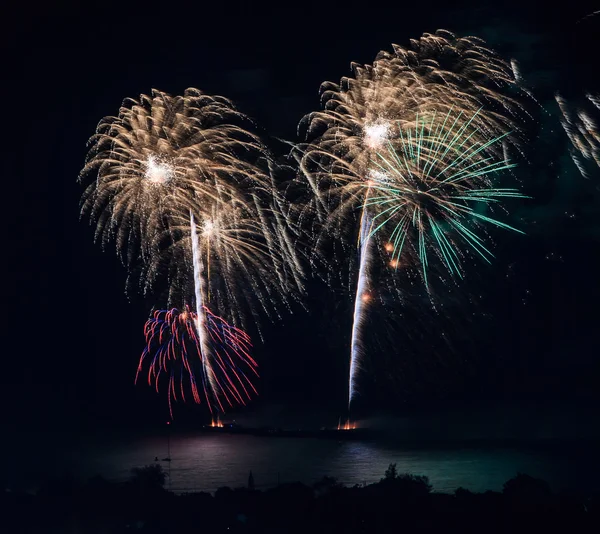 Beautiful colorful holiday fireworks — Stock Photo, Image