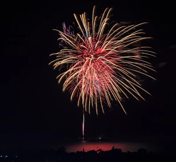 Hermosos fuegos artificiales de vacaciones coloridos —  Fotos de Stock