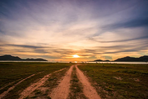 Rural road and sunset — Stock Photo, Image