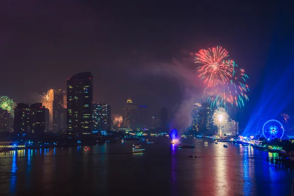 Beautiful colorful holiday fireworks — Stock Photo, Image