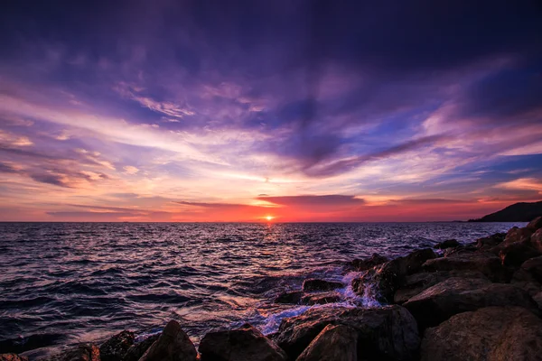 Landscape sunset sea waves — Stock Photo, Image