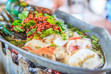 Tom Yum deniz ürünleri Tayland gıda