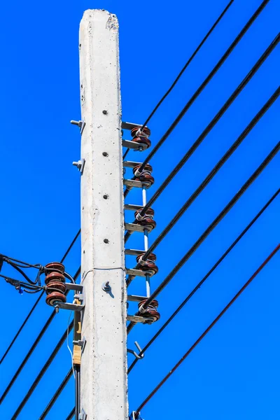 Electric pole power lines — Stock Photo, Image