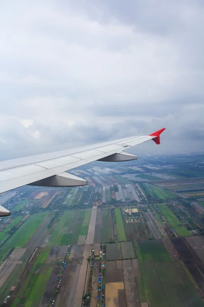 Airplane wing view — Stock Photo, Image